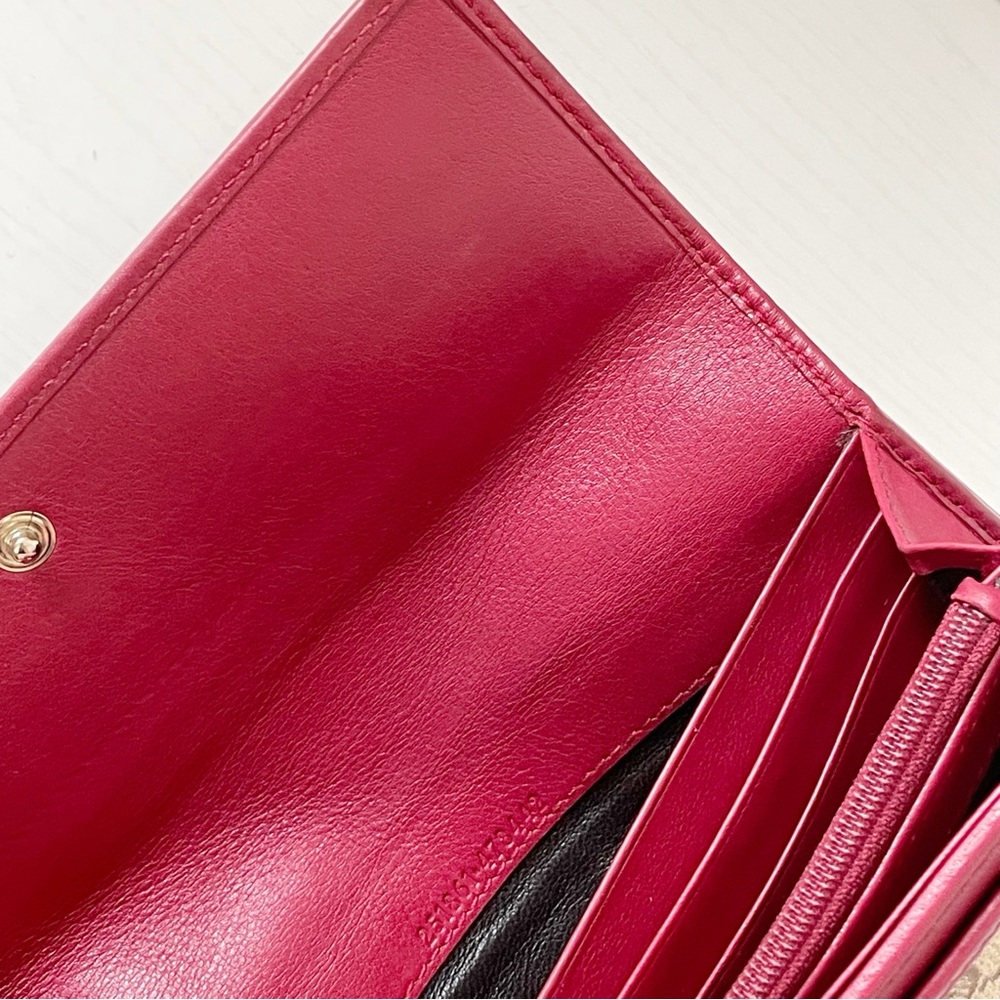 Gucci brown monogram canvas burgundy leather trim heart GG logo wallet - Picture 13 of 14